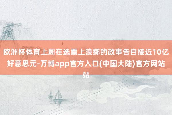 欧洲杯体育上周在选票上浪掷的政事告白接近10亿好意思元-万博app官方入口(中国大陆)官方网站