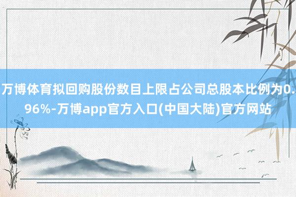 万博体育拟回购股份数目上限占公司总股本比例为0.96%-万博app官方入口(中国大陆)官方网站