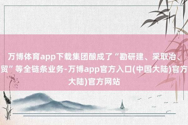 万博体育app下载集团酿成了“勘研建、采取冶、材装贸”等全链条业务-万博app官方入口(中国大陆)官方网站