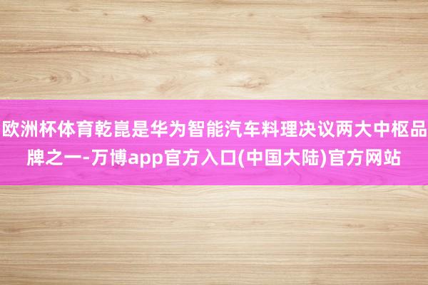 欧洲杯体育乾崑是华为智能汽车料理决议两大中枢品牌之一-万博app官方入口(中国大陆)官方网站