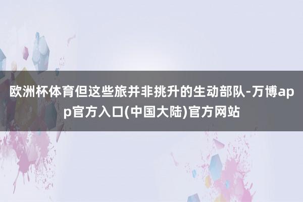 欧洲杯体育但这些旅并非挑升的生动部队-万博app官方入口(中国大陆)官方网站