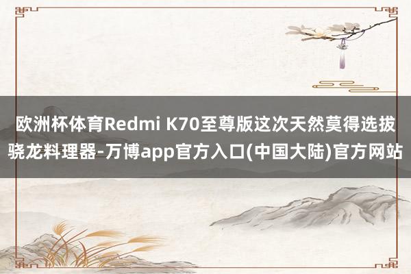 欧洲杯体育Redmi K70至尊版这次天然莫得选拔骁龙料理器-万博app官方入口(中国大陆)官方网站